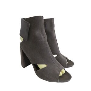 Pedro Garcia YECA Bootie Open Toe Sandal Heels Gray Leather‎ EU 37.5 US 7